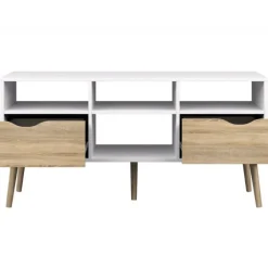 Charlie tv-bord 2 skuffer bred - Hvid/Eg