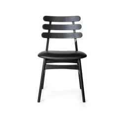 Charlotte spisebordsstol -sortbejdset egetræ - sort læder