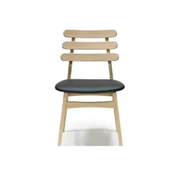 Charlotte spisebordsstol - hvidolieret eg - sort læder