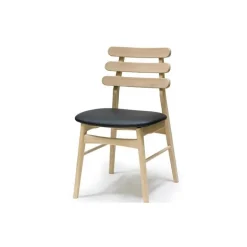 Charlotte spisebordsstol - hvidolieret eg - sort læder