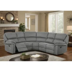 Christopher hjørnesofa med 2 x Recliner - Grå Ruskindsblød mikrofiber