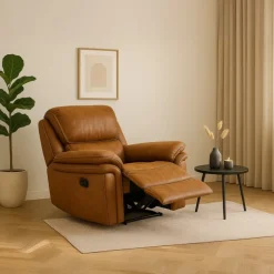 Christopher Recliner Lænestol - Cognac Ruskindsblød mikrofiber