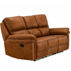 Christopher Recliner Sofa - Cognac Ruskindsblød mikrofiber