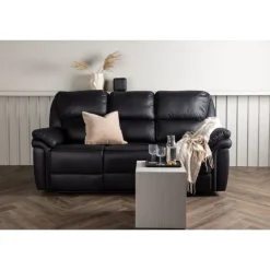 Christopher Recliner Sofa - Sort Ruskindsblød mikrofiber