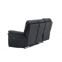 Christopher Recliner Sofa - Sort Ruskindsblød mikrofiber