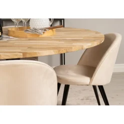 Cirebon Rund Spisebordssæt - Beige, Sort og Natur