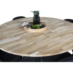 Cirebon Rundt Spisebordssæt - Sort og Natur