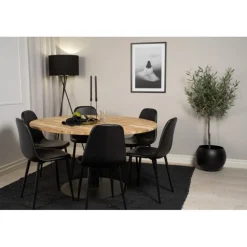 Cirebon Rundt Spisebordssæt - Sort og Natur