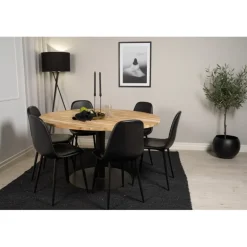 Cirebon Rundt Spisebordssæt - Sort og Natur