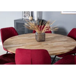 Cirebon Rundt Spisebordssæt - Sort og Natur og Rød