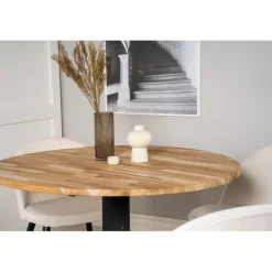 Cirebon Rundt Spisebordssæt - Beige, Sort og Natur