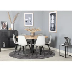 Cirebon Rundt Spisebordssæt - Sort, Grå og Natur