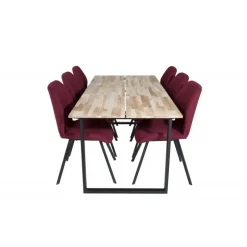 Cirebon Spisebordssæt - Sort og Natur og Rød