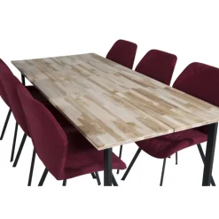 Cirebon Spisebordssæt - Sort og Natur og Rød