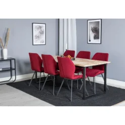 Cirebon Spisebordssæt - Sort og Natur og Rød