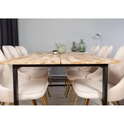 Cirebon t Spisebordssæt - Beige, Sort, Messing og Natur