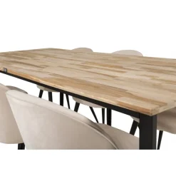 Cirebon t Spisebordssæt - Beige, Sort og Natur