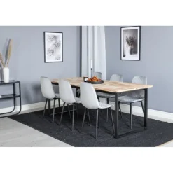 Cirebon t Spisebordssæt - Sort, Grå og Natur