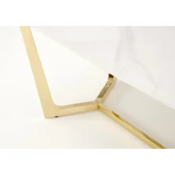 CLEMENTE Bord, - Top - Hvid Marmor, Ben - Guld