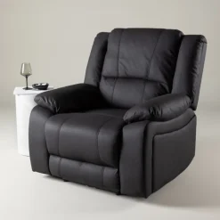 Comfort recliner lænestol, med indbygget fodskammel - sort