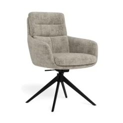 Comfort spisebordsstol med armlæn – drejefunktion med retur og vippefunktion – Juto stof grå