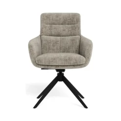Comfort spisebordsstol med armlæn – drejefunktion med retur og vippefunktion – Juto stof grå