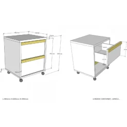 Computervogn med skuffer – London, antracit