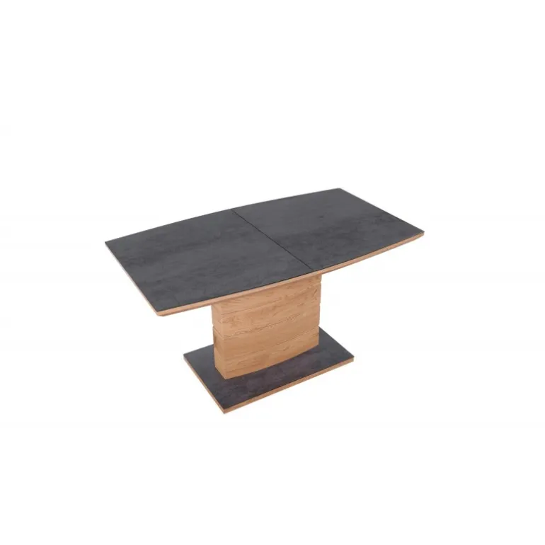 CONCORD Spisebord med udtræk, - top - MørkeGrå, ben - gylden eg