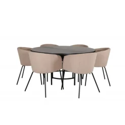 Copenhagen Rundt Spisebordssæt - Beige og Sort