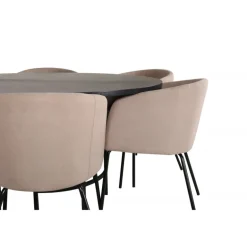 Copenhagen Rundt Spisebordssæt - Beige og Sort