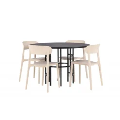 Copenhagen Rundt Spisebordssæt - Beige og Sort