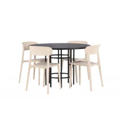 Copenhagen Rundt Spisebordssæt - Beige og Sort