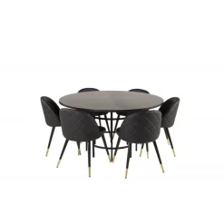 Copenhagen Rundt Spisebordssæt - Sort og Messing