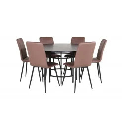 Copenhagen Rundt Spisebordssæt - Sort og Brun