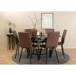 Copenhagen Rundt Spisebordssæt - Sort og Brun