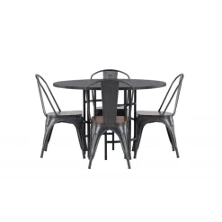 Copenhagen Rundt Spisebordssæt - Sort og Valnød