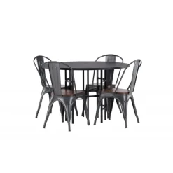 Copenhagen Rundt Spisebordssæt - Sort og Valnød