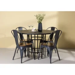 Copenhagen Rundt Spisebordssæt - Sort og Valnød