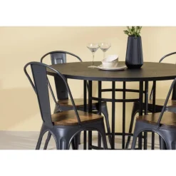 Copenhagen Rundt Spisebordssæt - Sort og Valnød