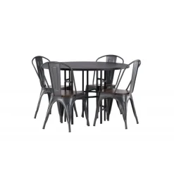 Copenhagen Rundt Spisebordssæt - Sort og Valnød