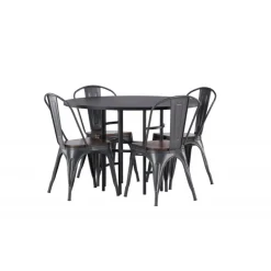 Copenhagen Rundt Spisebordssæt - Sort og Valnød