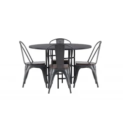 Copenhagen Rundt Spisebordssæt - Sort og Valnød