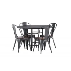 Copenhagen Rundt Spisebordssæt - Sort og Valnød