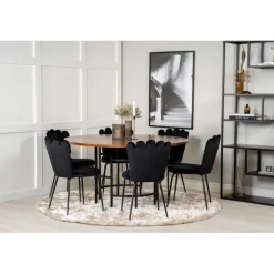 Copenhagen Rundt Spisebordssæt - Sort og Brun