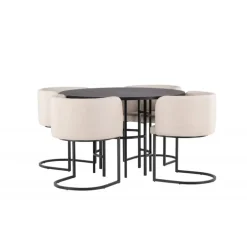 Copenhagen Rundt Spisebordssæt - Beige og Sort