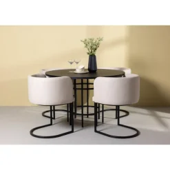 Copenhagen Rundt Spisebordssæt - Beige og Sort