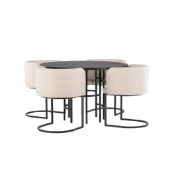 Copenhagen Rundt Spisebordssæt - Beige og Sort