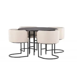 Copenhagen Rundt Spisebordssæt - Beige og Sort