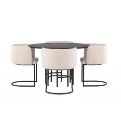 Copenhagen Rundt Spisebordssæt - Beige og Sort