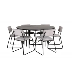 Copenhagen Rundt Spisebordssæt - Sort og Grå